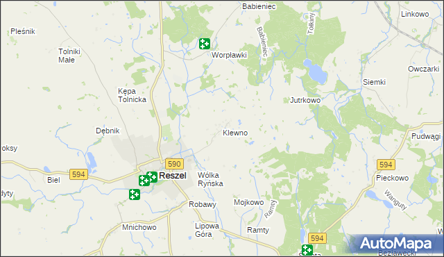 mapa Klewno gmina Reszel, Klewno gmina Reszel na mapie Targeo