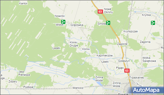 mapa Klimki gmina Łuków, Klimki gmina Łuków na mapie Targeo