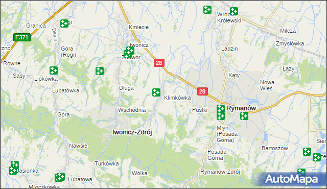 mapa Klimkówka gmina Rymanów, Klimkówka gmina Rymanów na mapie Targeo