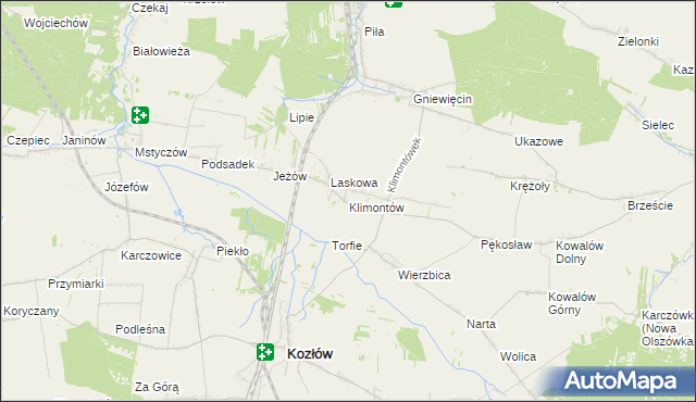 mapa Klimontów gmina Sędziszów, Klimontów gmina Sędziszów na mapie Targeo