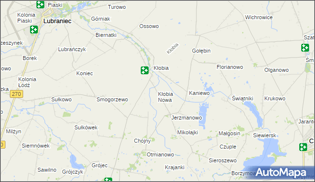 mapa Kłobia Nowa, Kłobia Nowa na mapie Targeo