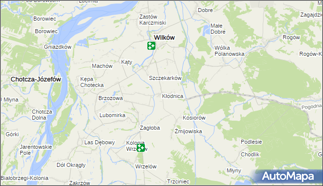 mapa Kłodnica gmina Wilków, Kłodnica gmina Wilków na mapie Targeo