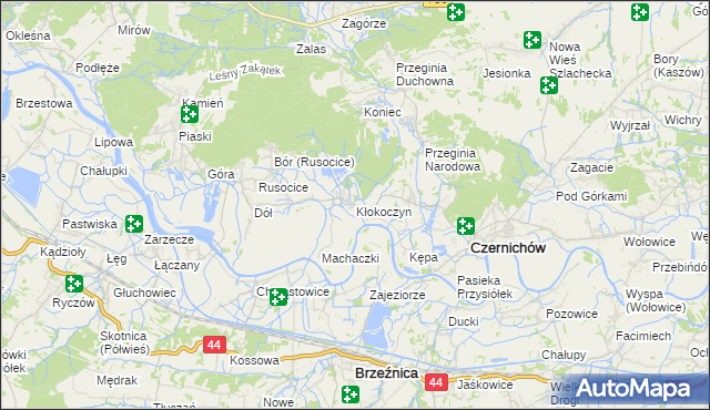 mapa Kłokoczyn gmina Czernichów, Kłokoczyn gmina Czernichów na mapie Targeo