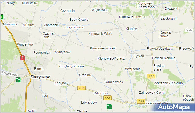 mapa Kłonowiec-Koracz, Kłonowiec-Koracz na mapie Targeo