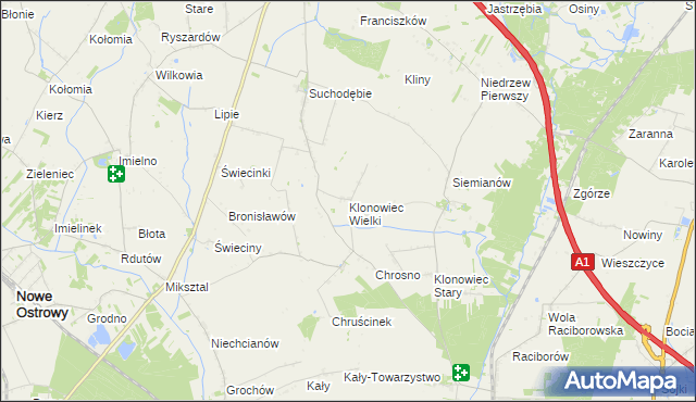 mapa Klonowiec Wielki, Klonowiec Wielki na mapie Targeo