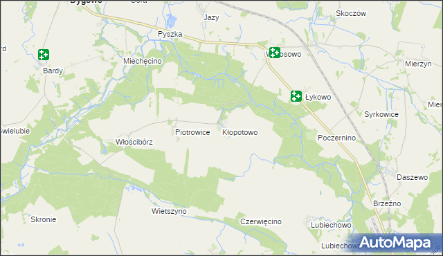 mapa Kłopotowo gmina Dygowo, Kłopotowo gmina Dygowo na mapie Targeo