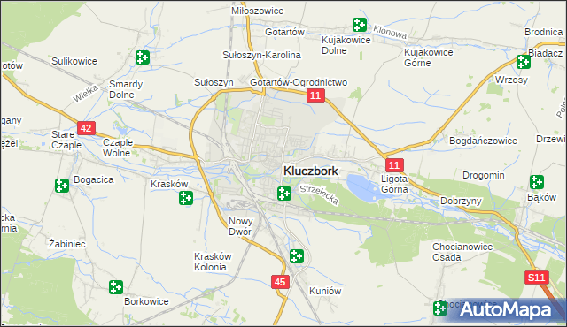 mapa Kluczbork, Kluczbork na mapie Targeo