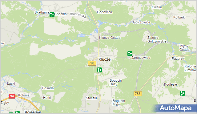 mapa Klucze powiat olkuski, Klucze powiat olkuski na mapie Targeo