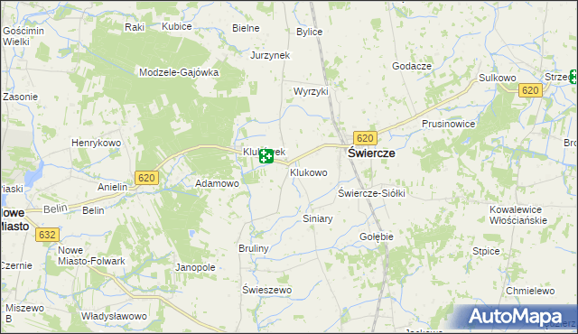 mapa Klukowo gmina Świercze, Klukowo gmina Świercze na mapie Targeo