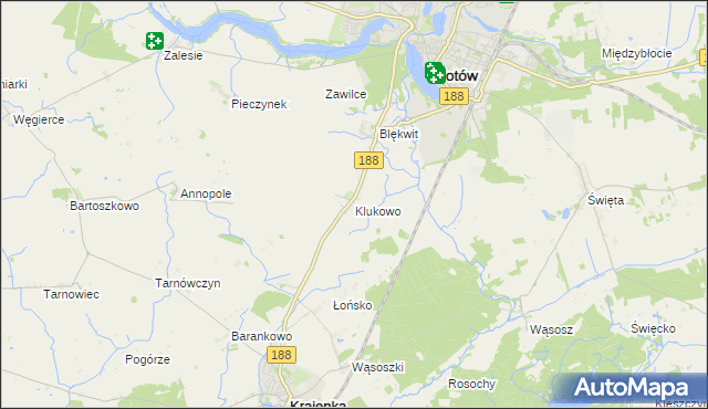 mapa Klukowo gmina Złotów, Klukowo gmina Złotów na mapie Targeo