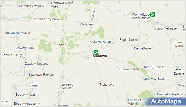 mapa Klukowo powiat wysokomazowiecki, Klukowo powiat wysokomazowiecki na mapie Targeo