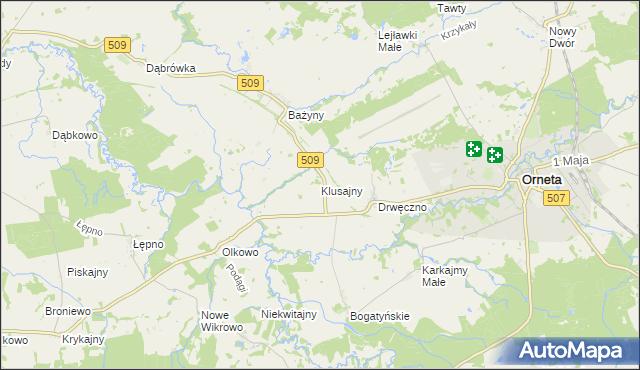 mapa Klusajny, Klusajny na mapie Targeo