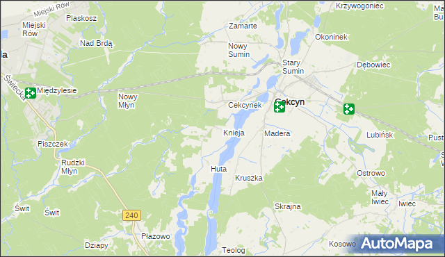 mapa Knieja gmina Cekcyn, Knieja gmina Cekcyn na mapie Targeo