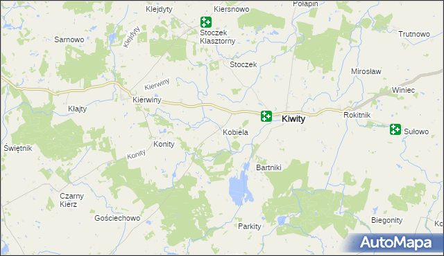 mapa Kobiela gmina Kiwity, Kobiela gmina Kiwity na mapie Targeo