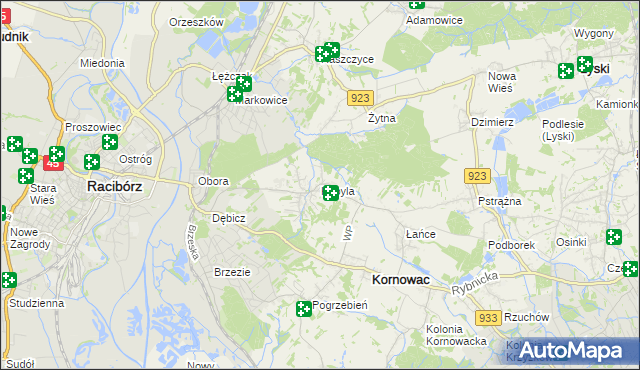 mapa Kobyla gmina Kornowac, Kobyla gmina Kornowac na mapie Targeo