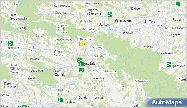 mapa Kobyle gmina Frysztak, Kobyle gmina Frysztak na mapie Targeo