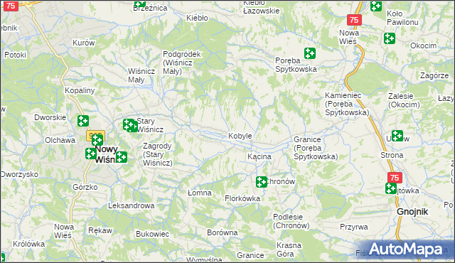 mapa Kobyle gmina Nowy Wiśnicz, Kobyle gmina Nowy Wiśnicz na mapie Targeo