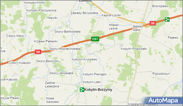 mapa Kobylin-Cieszymy, Kobylin-Cieszymy na mapie Targeo