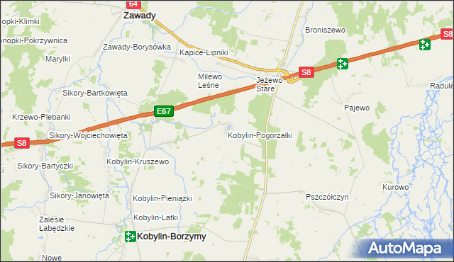 mapa Kobylin-Pogorzałki, Kobylin-Pogorzałki na mapie Targeo