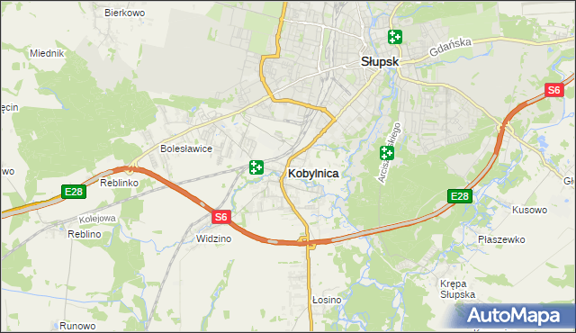 mapa Kobylnica powiat słupski, Kobylnica powiat słupski na mapie Targeo