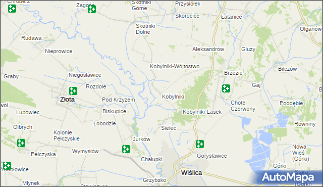 mapa Kobylniki gmina Wiślica, Kobylniki gmina Wiślica na mapie Targeo