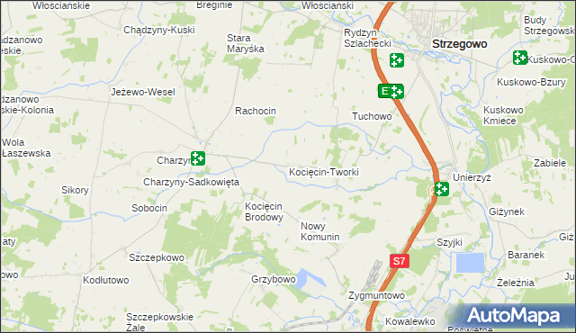 mapa Kocięcin-Tworki, Kocięcin-Tworki na mapie Targeo