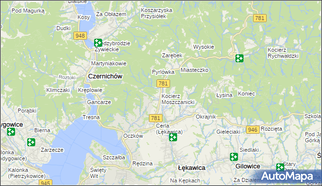 mapa Kocierz Moszczanicki, Kocierz Moszczanicki na mapie Targeo