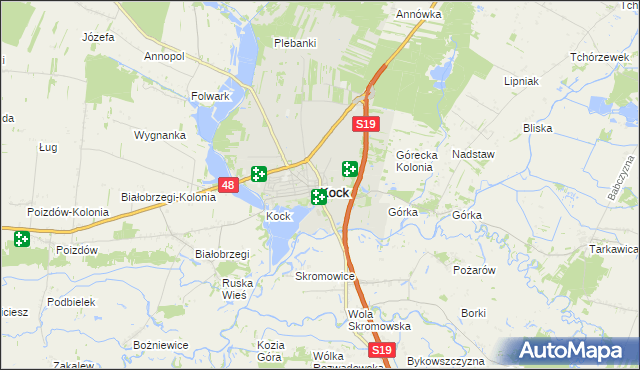 mapa Kock powiat lubartowski, Kock powiat lubartowski na mapie Targeo