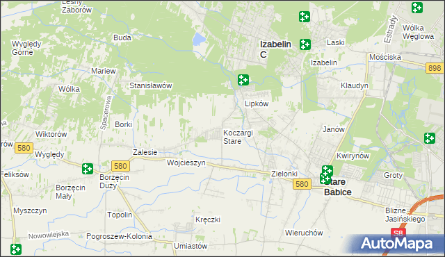 mapa Koczargi Stare, Koczargi Stare na mapie Targeo