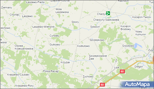 mapa Kodłutowo, Kodłutowo na mapie Targeo