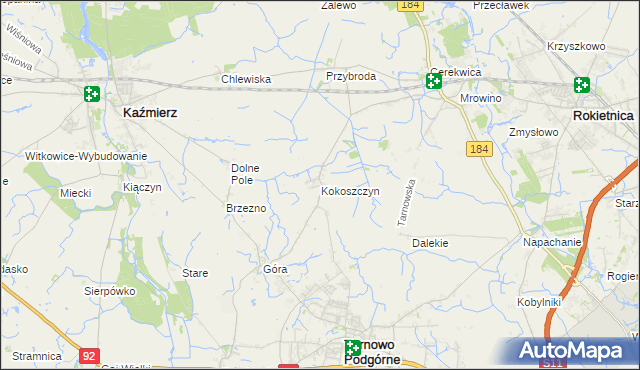 mapa Kokoszczyn gmina Tarnowo Podgórne, Kokoszczyn gmina Tarnowo Podgórne na mapie Targeo