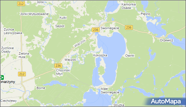 mapa Kokoszka gmina Chojnice, Kokoszka gmina Chojnice na mapie Targeo