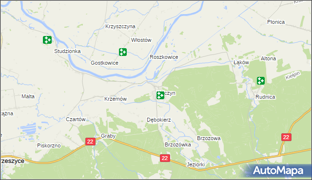 mapa Kołczyn gmina Krzeszyce, Kołczyn gmina Krzeszyce na mapie Targeo