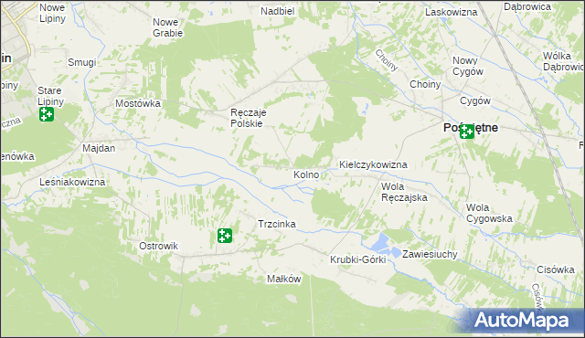 mapa Kolno gmina Poświętne, Kolno gmina Poświętne na mapie Targeo