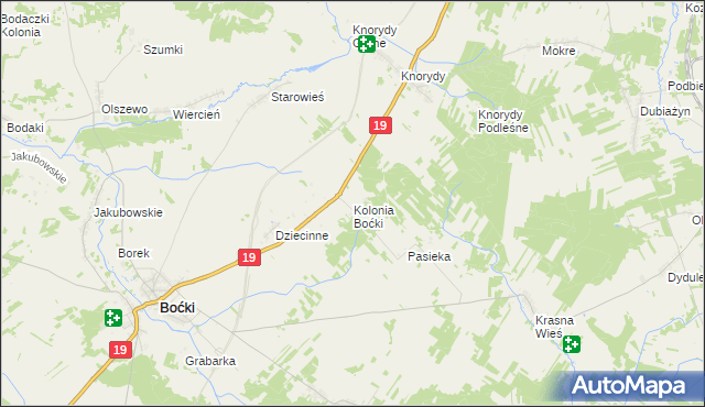 mapa Kolonia Boćki, Kolonia Boćki na mapie Targeo