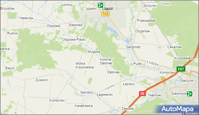 mapa Kolonia Dębniak, Kolonia Dębniak na mapie Targeo