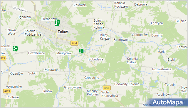 mapa Kolonia Łobudzice, Kolonia Łobudzice na mapie Targeo