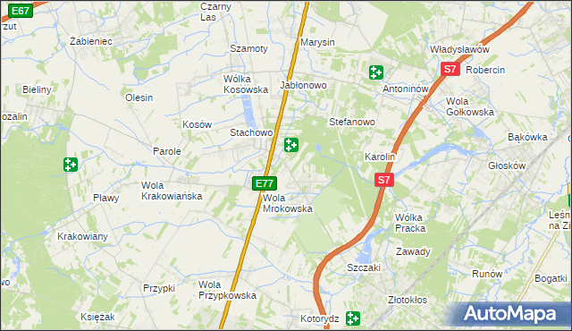 mapa Kolonia Mrokowska, Kolonia Mrokowska na mapie Targeo