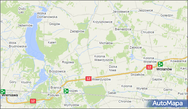 mapa Kolonia Wawrzyszów, Kolonia Wawrzyszów na mapie Targeo