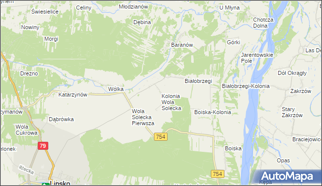 mapa Kolonia Wola Solecka, Kolonia Wola Solecka na mapie Targeo