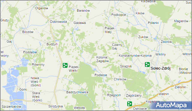 mapa Kolonia Zagajów, Kolonia Zagajów na mapie Targeo