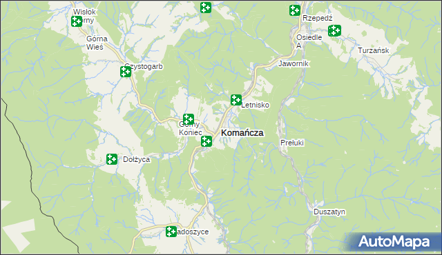 mapa Komańcza, Komańcza na mapie Targeo