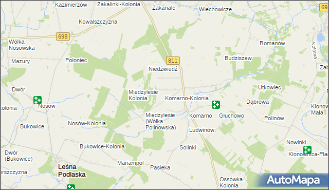 mapa Komarno-Kolonia, Komarno-Kolonia na mapie Targeo