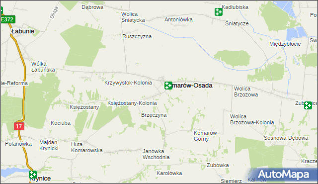 mapa Komarów Dolny, Komarów Dolny na mapie Targeo