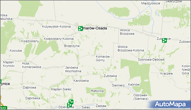 mapa Komarów Górny, Komarów Górny na mapie Targeo