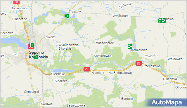 mapa Komierówko, Komierówko na mapie Targeo