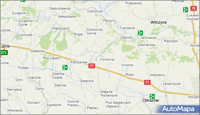 mapa Komorna, Komorna na mapie Targeo