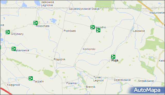 mapa Komorniki gmina Ruja, Komorniki gmina Ruja na mapie Targeo