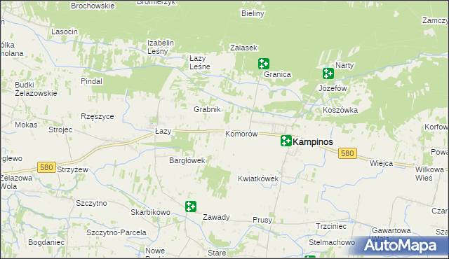 mapa Komorów gmina Kampinos, Komorów gmina Kampinos na mapie Targeo