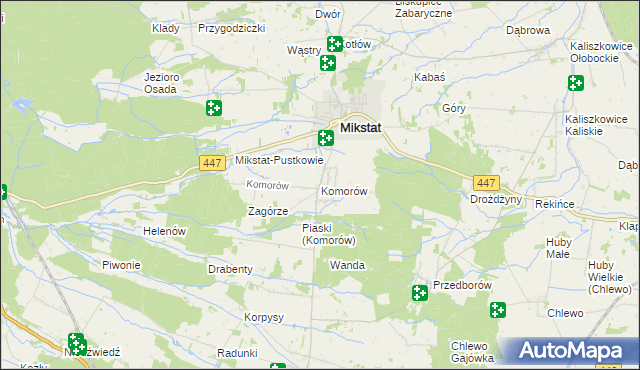 mapa Komorów gmina Mikstat, Komorów gmina Mikstat na mapie Targeo